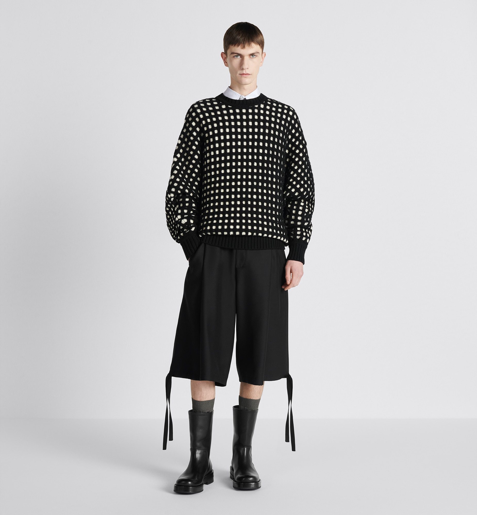 Dior Pull Rope Details Shearing Wool Shorts In Black