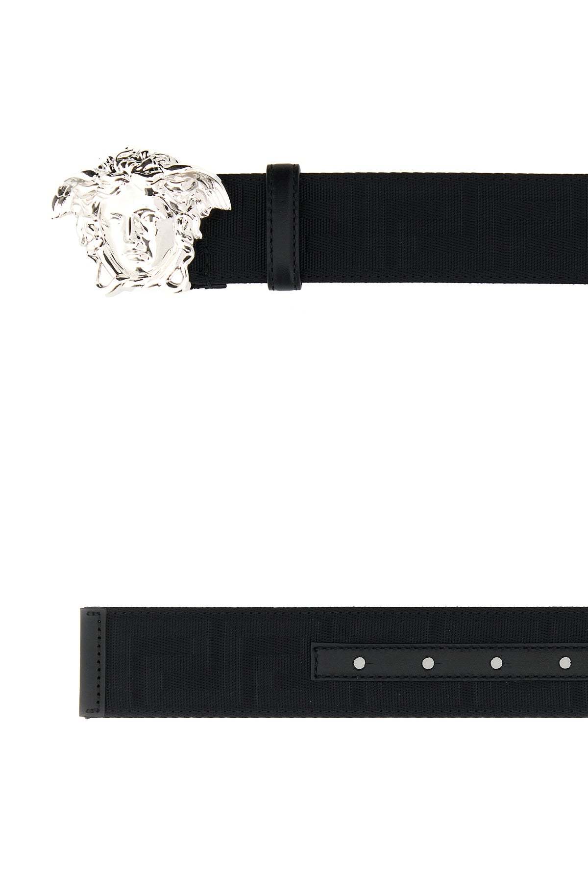 Versace Adjustable Fabric Medusa Belt With Silver-tone Hardware