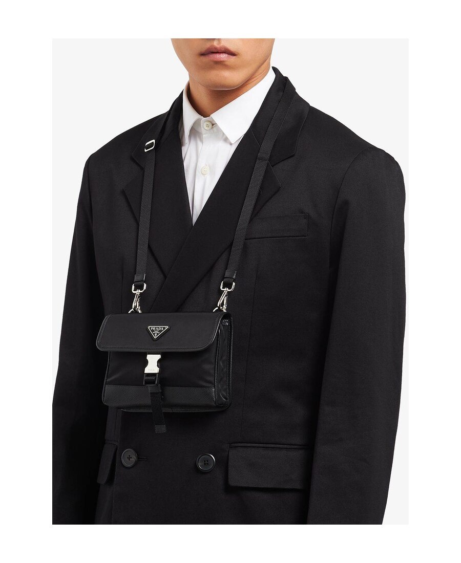 Prada Logo-plaque Smartphone Holder In Black