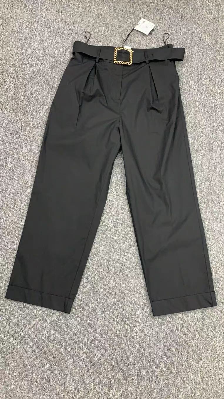 EDWARD ACHOUR PARIS BUCKLE BELT CASUAL PANTS