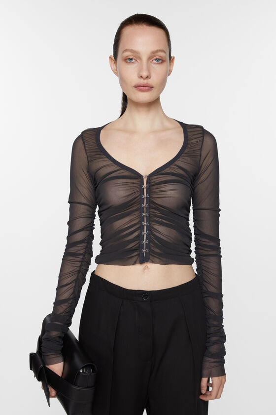 Acne Studios Hook-fastening Ruched Blouse In Black