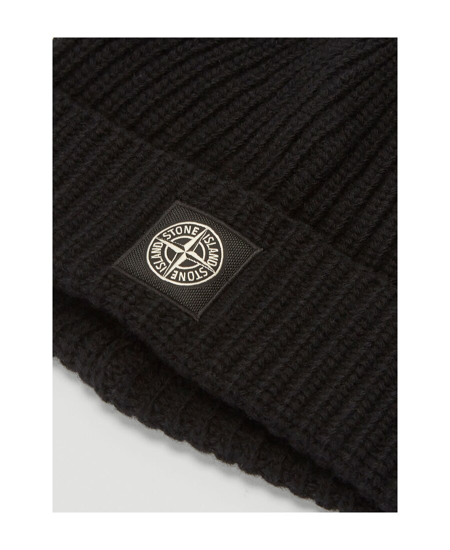 Shop Stone Island Logo-patch Beanie In Black