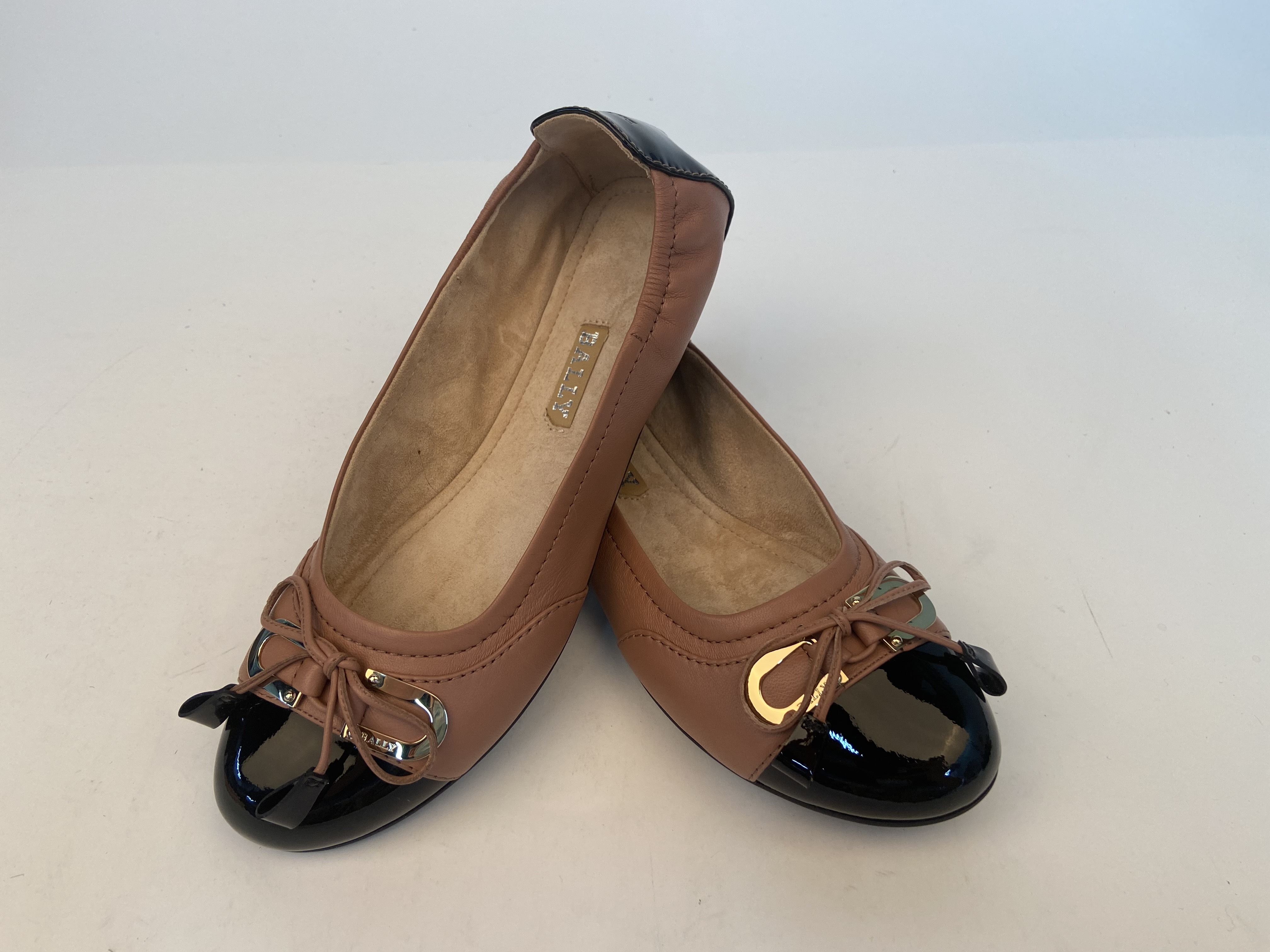 Bally Bow Tie Ballet Shoes In Brown
