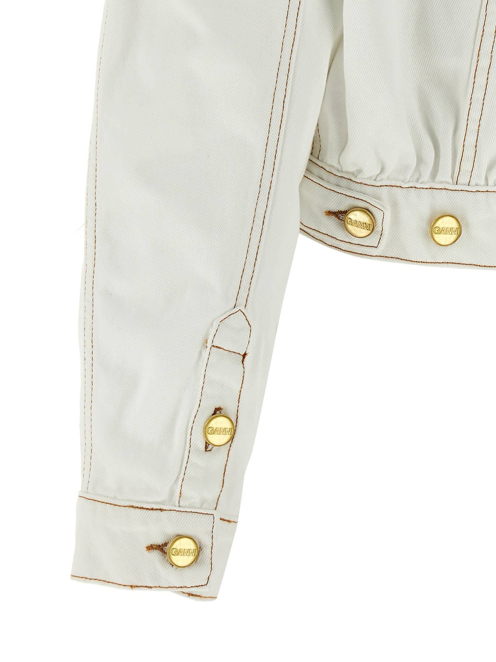 Ganni Denim Jacket Casual Jackets And Parka In White