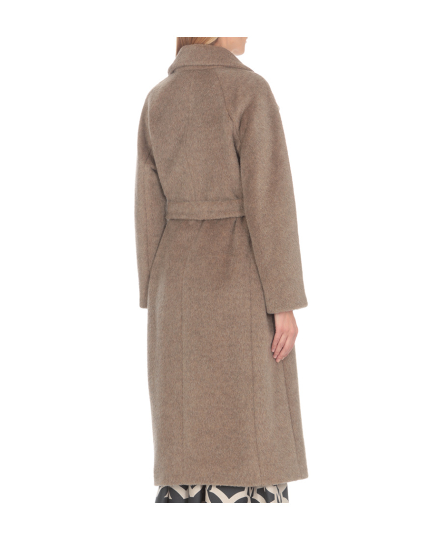 Max Mara Long-sleeved Lapel Coat In Brown