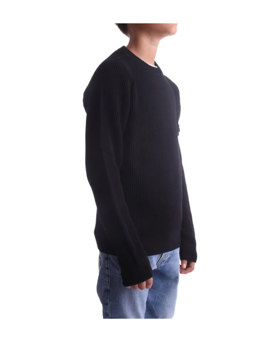 Stone Island Long-sleeved Round Neck Sweater In Black