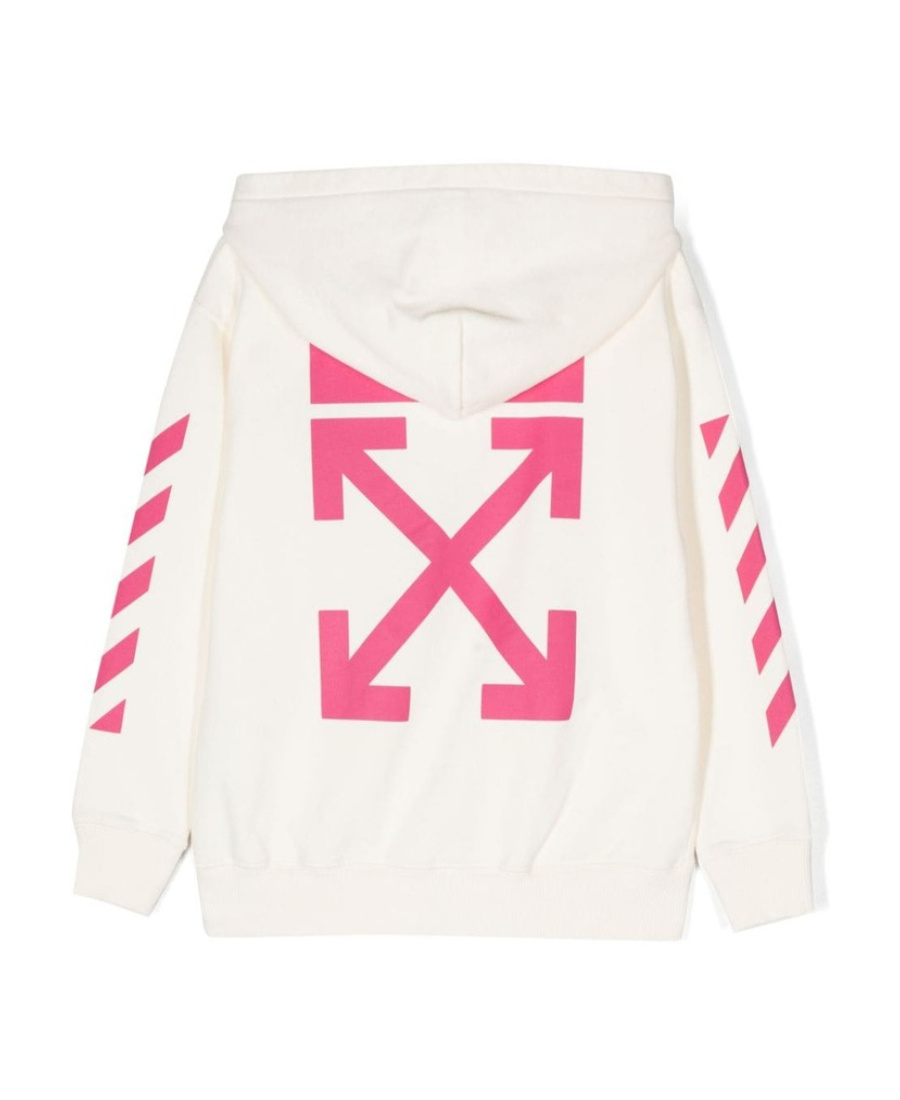 Off-white Graphic-print Cotton Hoodie In White