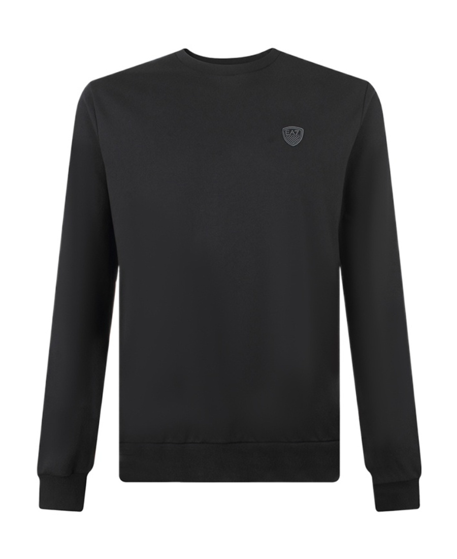 Ea7 Logo Round Neck Sweater In Black
