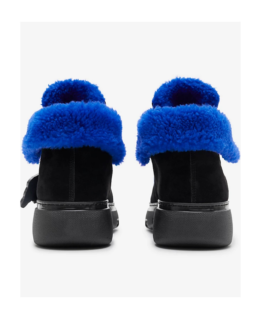 Burberry Shearling-embellished Suede Creeper Boots In Black