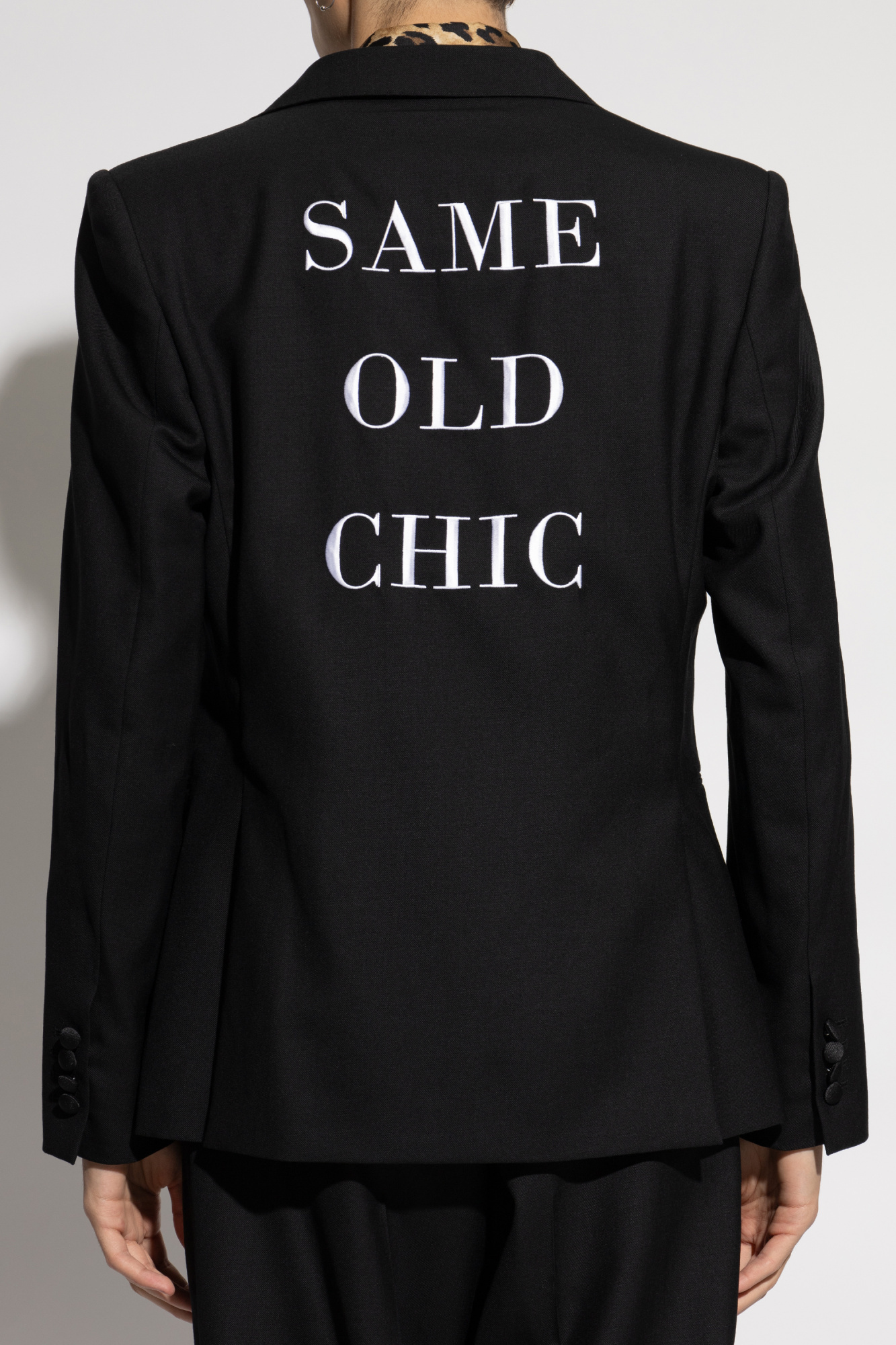 Moschino Slogan Printed Blazer In Black