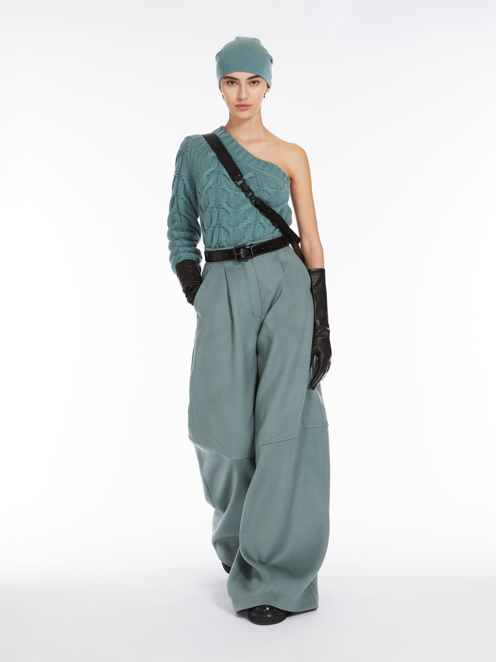 MAX MARA WOOL CASHMERE SHOULDER SWEATER 