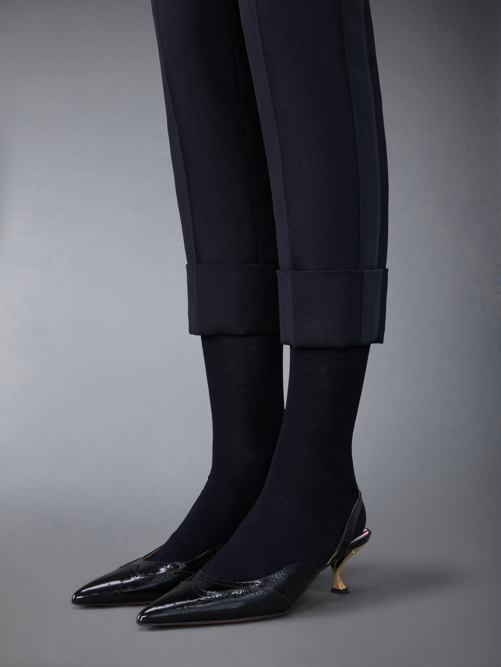 THOM BROWNE POINTED-TOE LOW-HEEL PUMPS