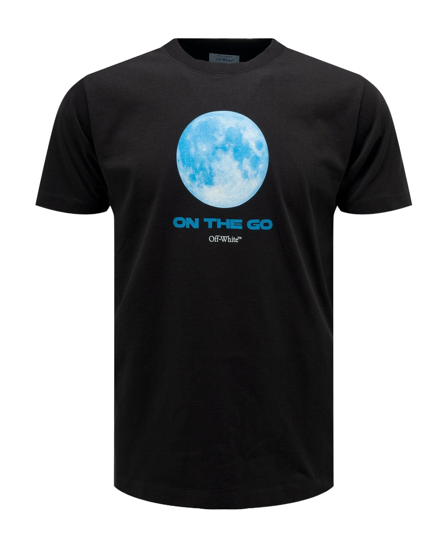 Off-white On The Go Moon Cotton T-shirt In Blue