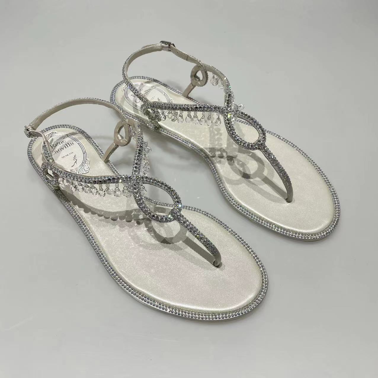 René Caovilla Toe-pinched Water Drill Sandals In Gray