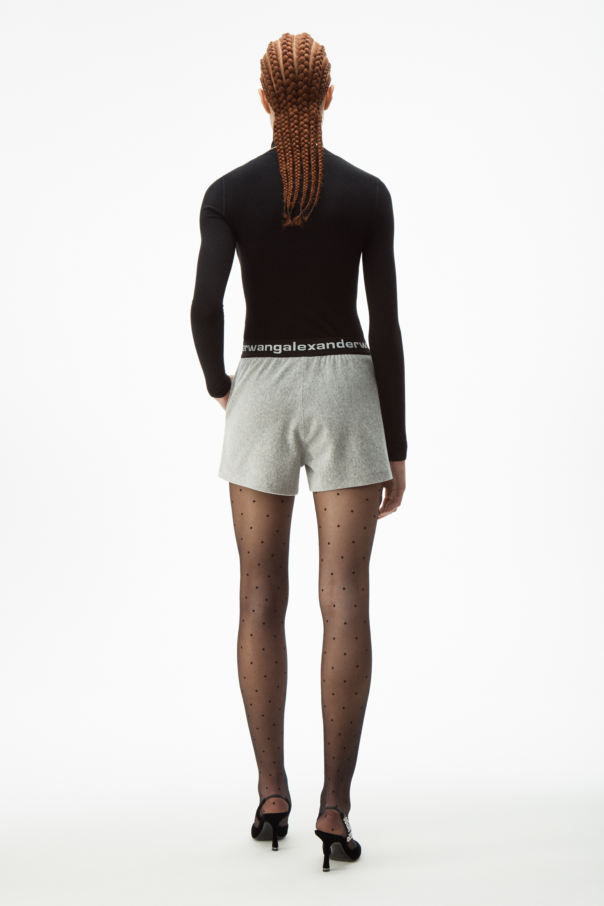 Alexander Wang Elastic Corduroy Shorts In Gray