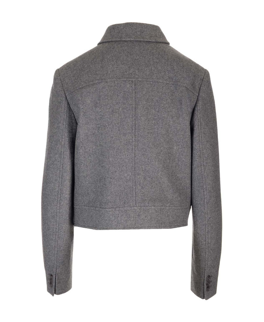 Kenzo Wool Long-sleeved Jacket In Gray