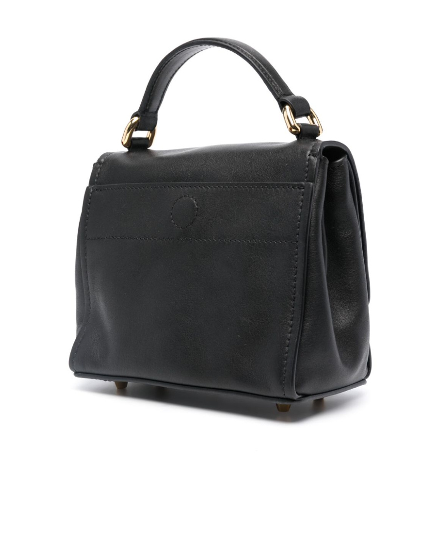 Moschino Morphed Buckle Leather Tote Bag In Black