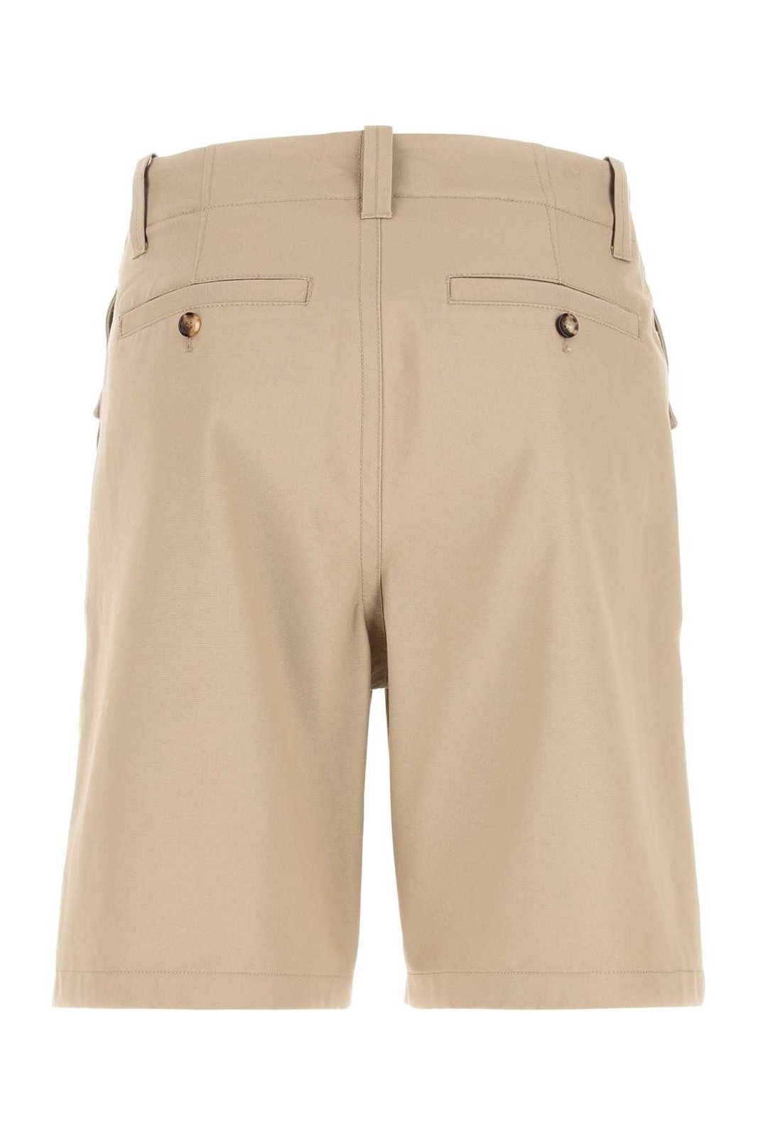 Alexander Mcqueen Cotton Knee-length Bermuda Shorts With Waist Belt Loops In Nude