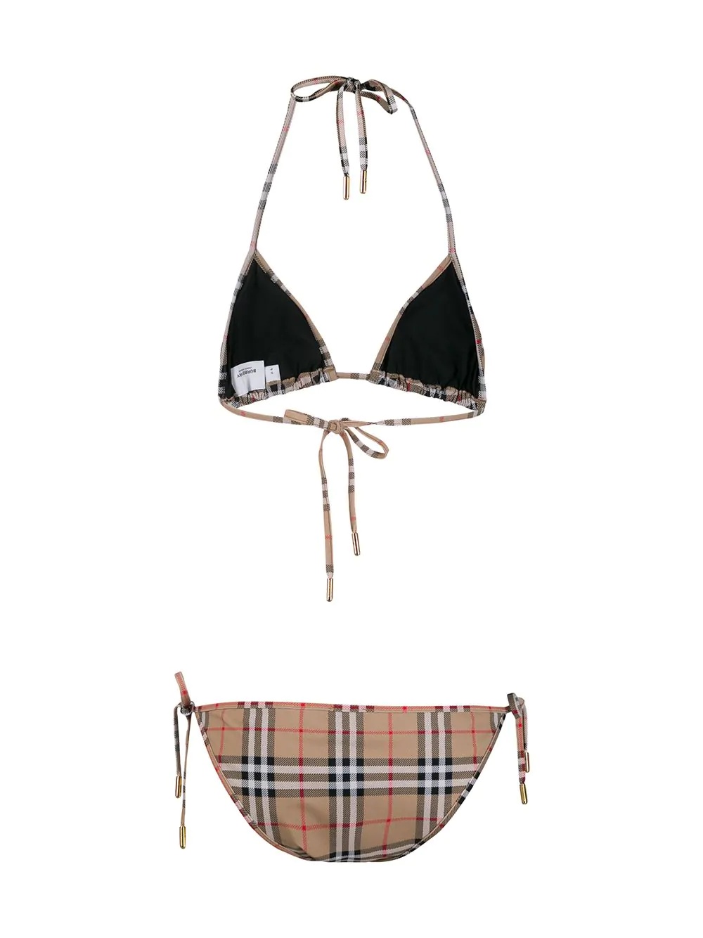 Shop Burberry Classic Check Bikini Set In Nude