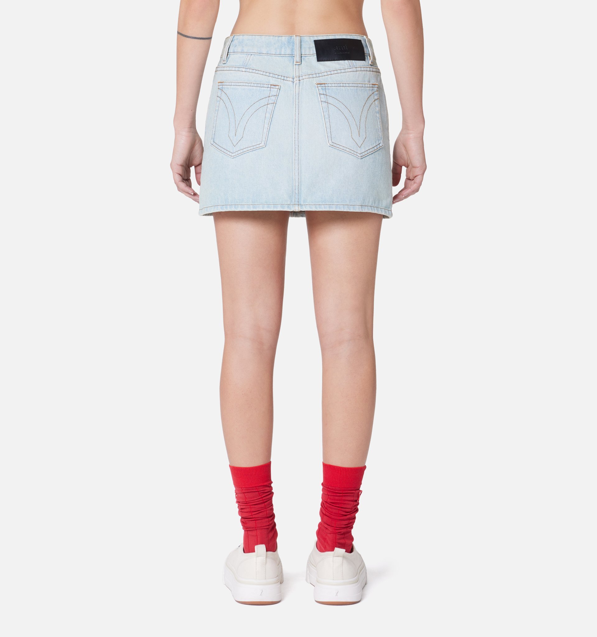 Ami Alexandre Mattiussi Denim Mini Skirt In Green
