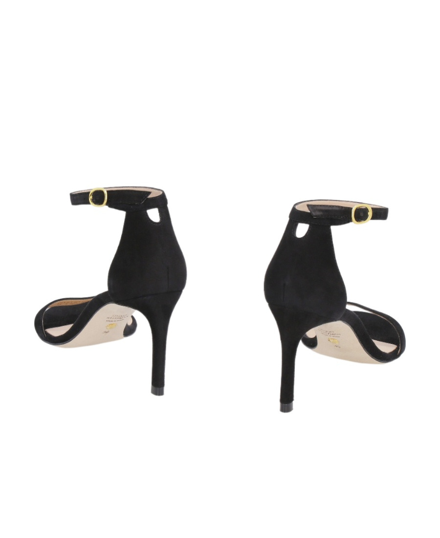 Stuart Weitzman Nunaked Suede Sandals In Black