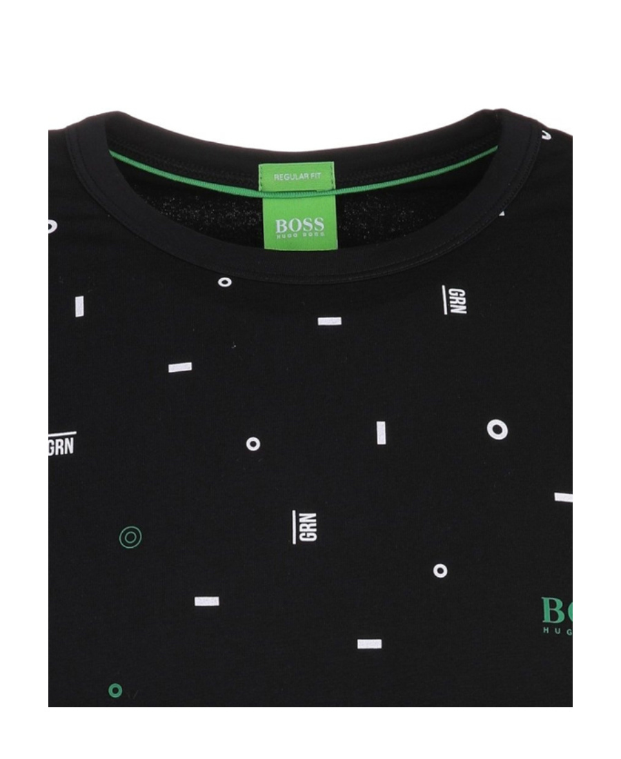 Hugo Boss Printed Cotton Short-sleeved T-shirt In Black