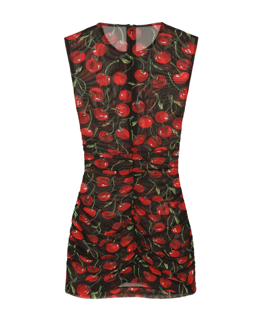 Dolce & Gabbana Semi-sheer Cherry-print Tank Top In Black