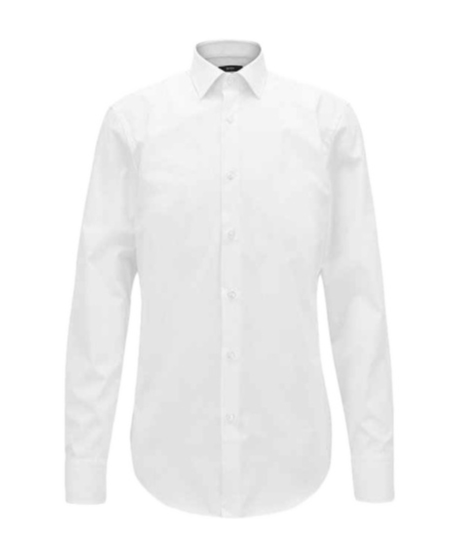 Hugo Boss Slim-fit Shirt In Structured Performance-stretch Jersey In White