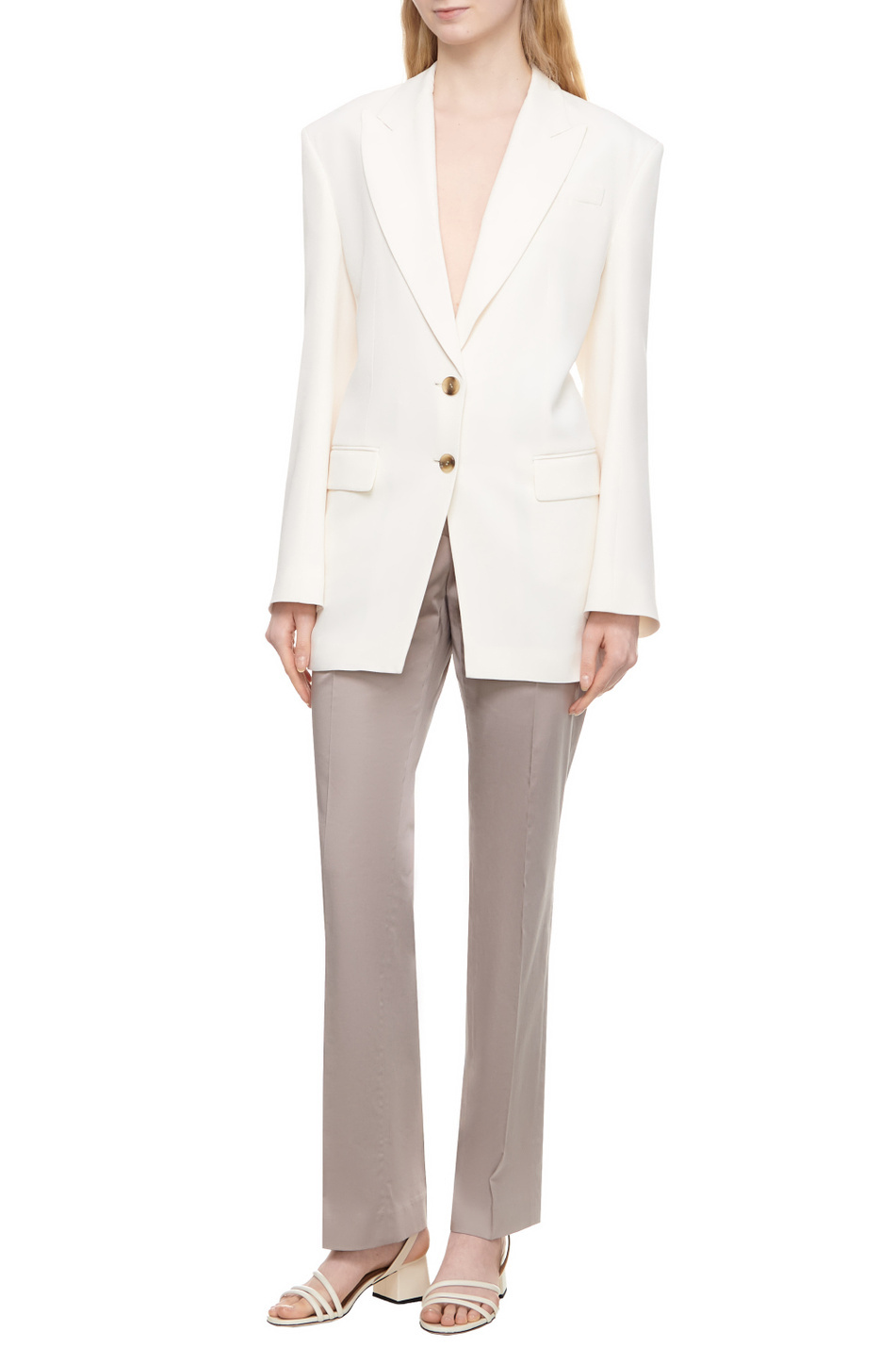 Hugo Boss Slim-fit Satin Trousers In Nude