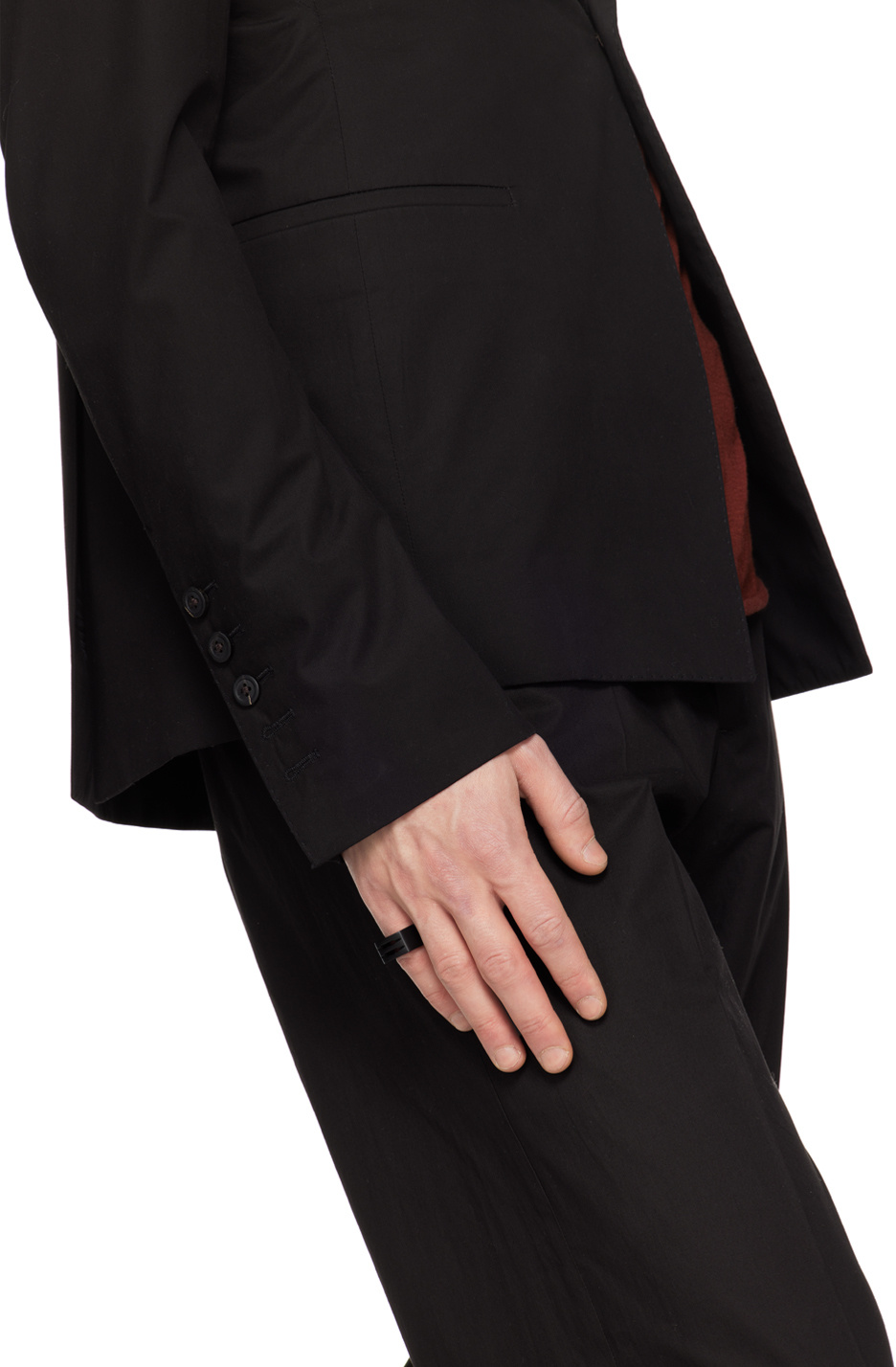 Rick Owens Grill Engraved Ring In Black