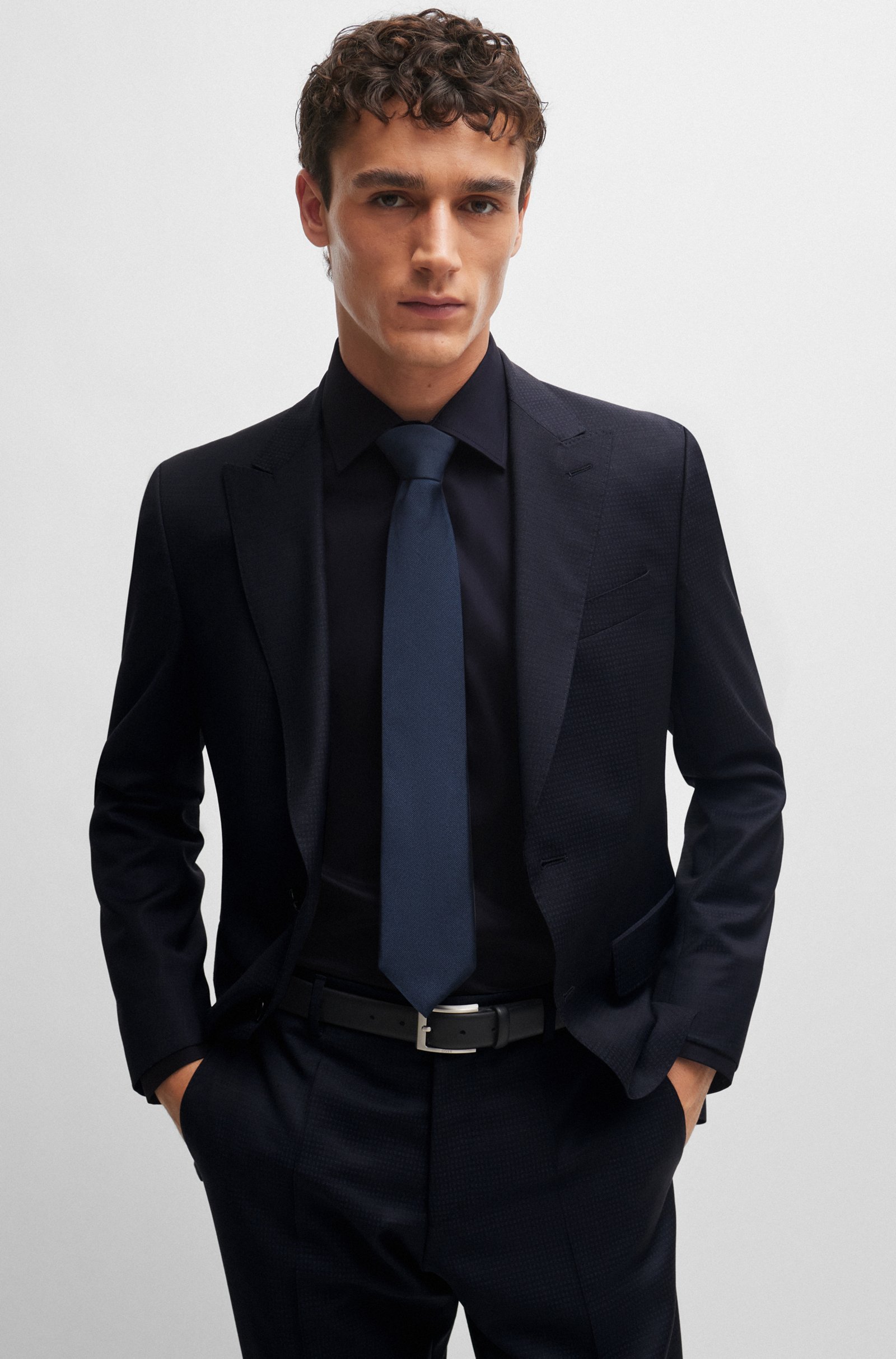 Hugo Boss Single-breasted Virgin Wool Suit In Black