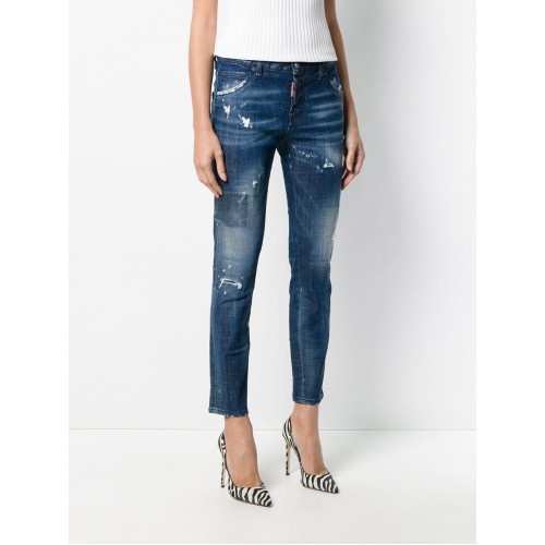 Dsquared2 Logo Details Jeans In Blue