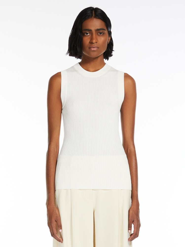 Sportmax Toledo Crewneck Sleeveless Knitted Top In Nude