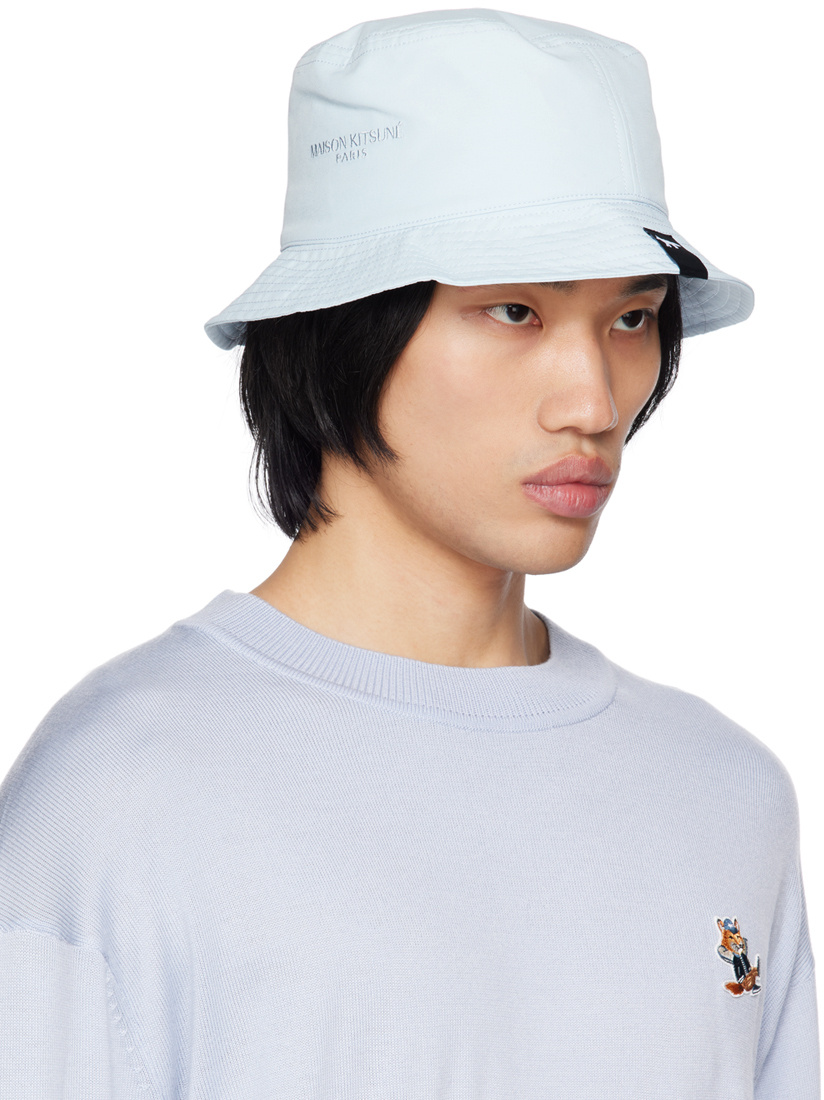 Maison Kitsuné Blue Technical Bucket Hat In White