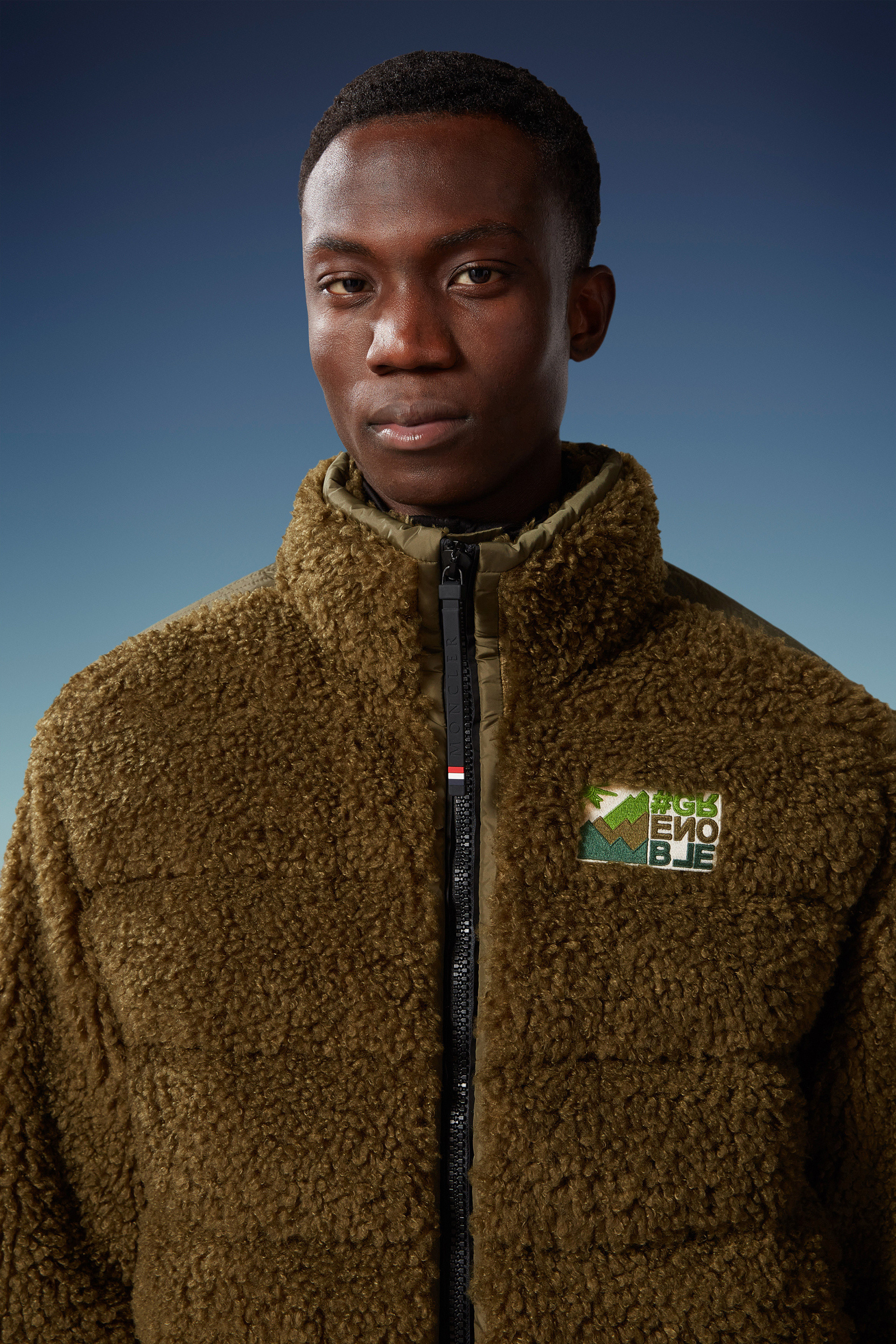 Moncler Padded Teddy Zip-up Sweatshirt In Brown