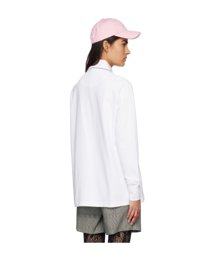 We11 Done Logo Long-sleeved Polo Shirt In White