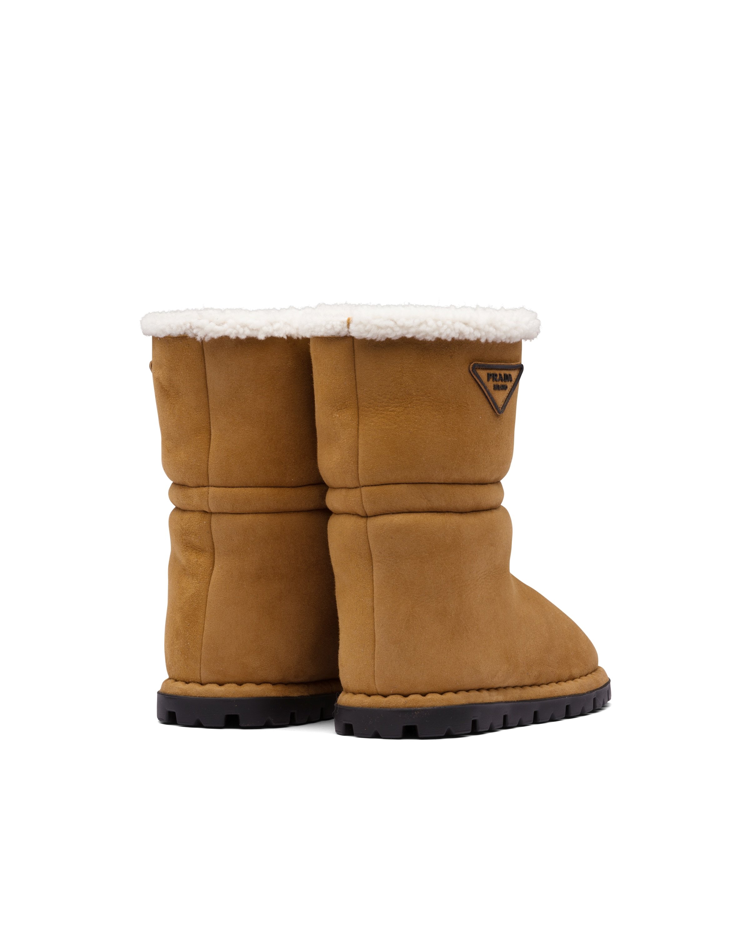 Prada Logo Boots In Cognac