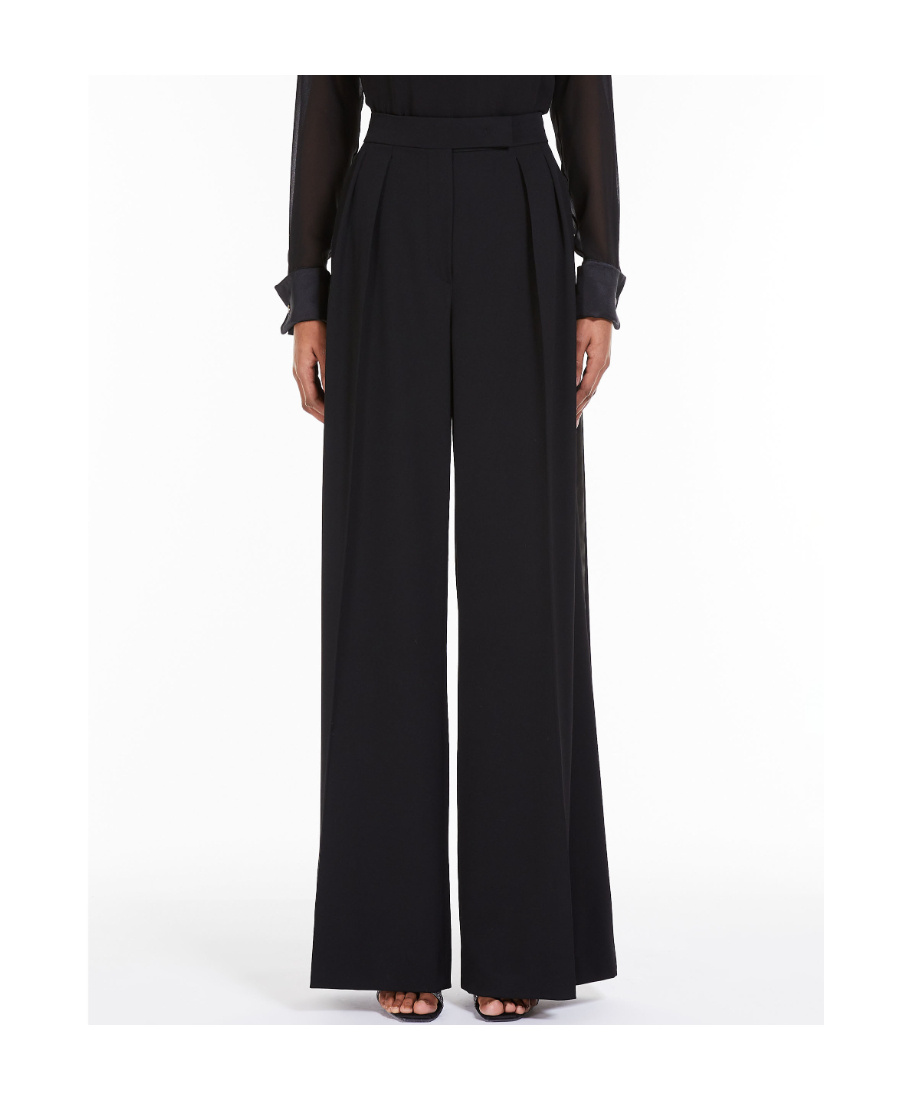 Max Mara Stretch Wool Pants In Black
