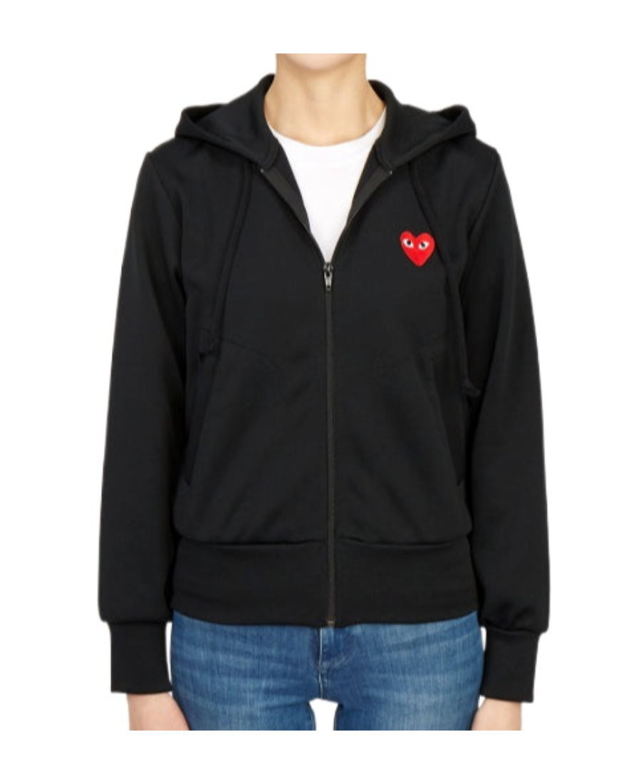 Comme Des Garçons Play Heart-patch Zip-up Hoodie In Black