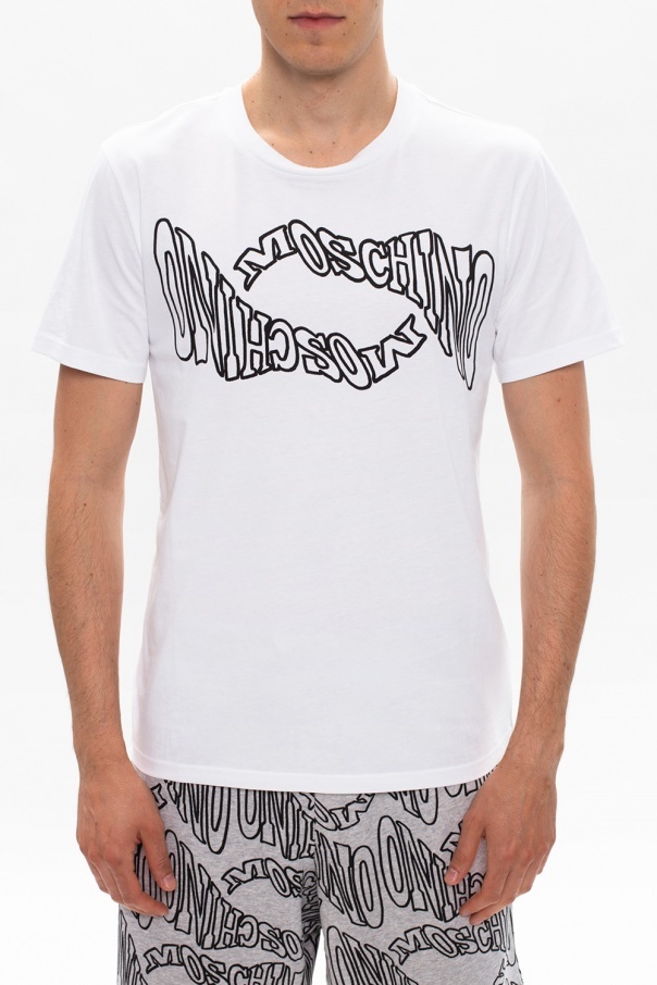Moschino Double-logo Graphic T-shirt In Black