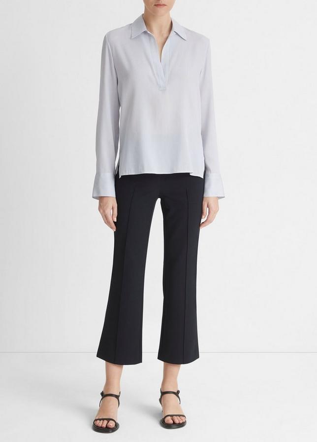 Shop Vince Micro-stripe Silk-satin Shirt In White