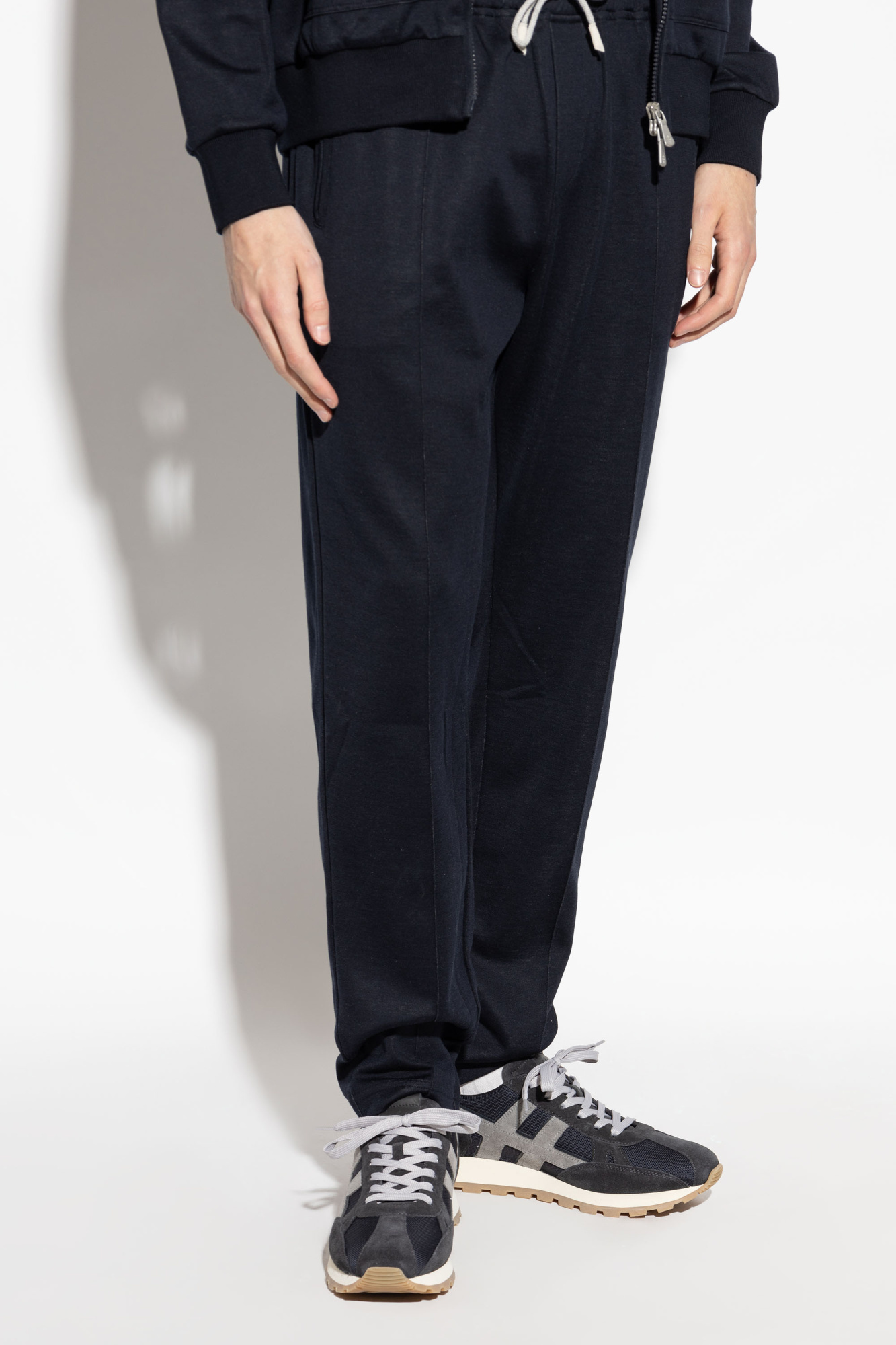 Eleventy Pressed-crease Trousers In Black