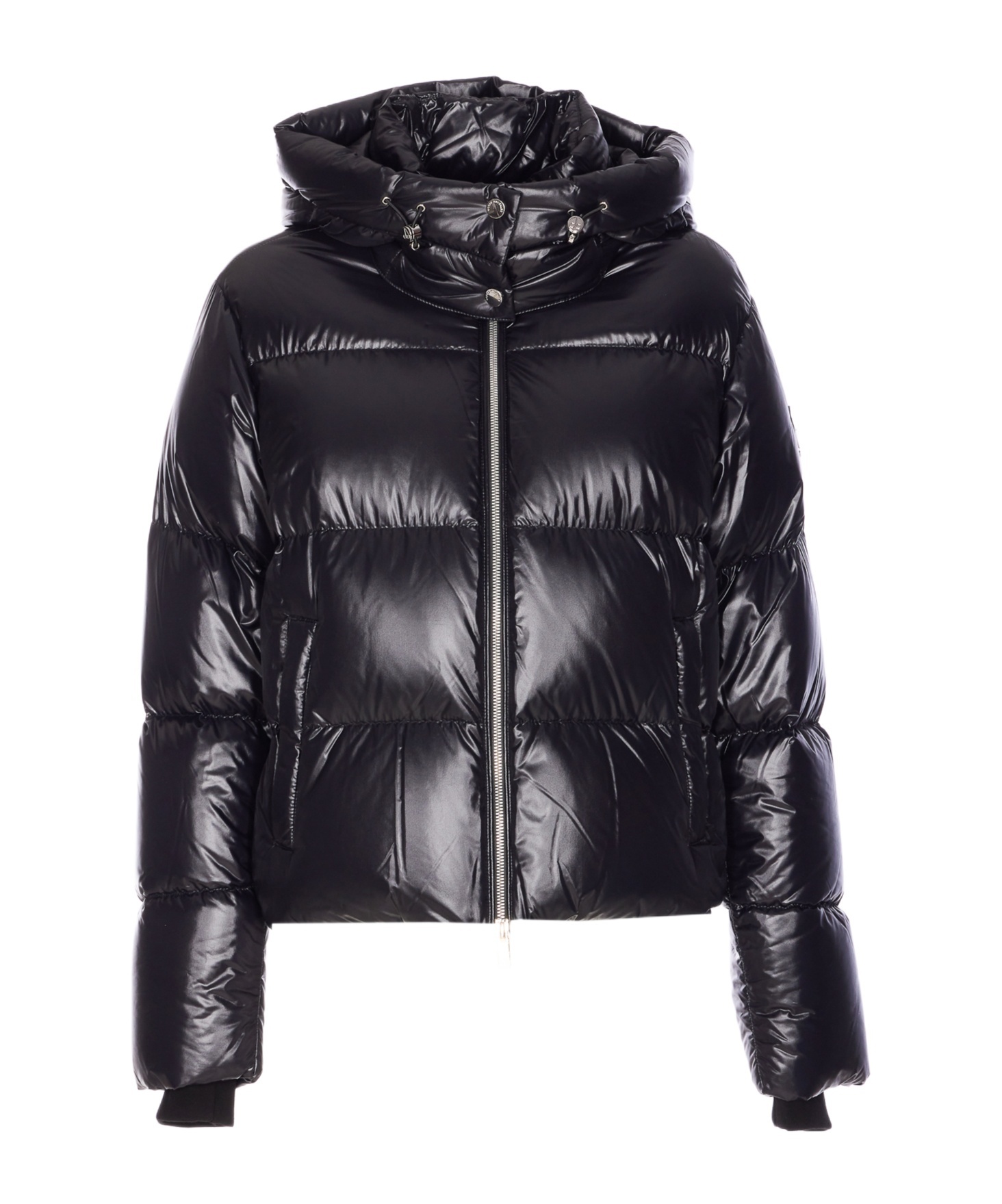Moose Knuckles Hooded Padded Quilted Jacket With Zip Pockets In Black