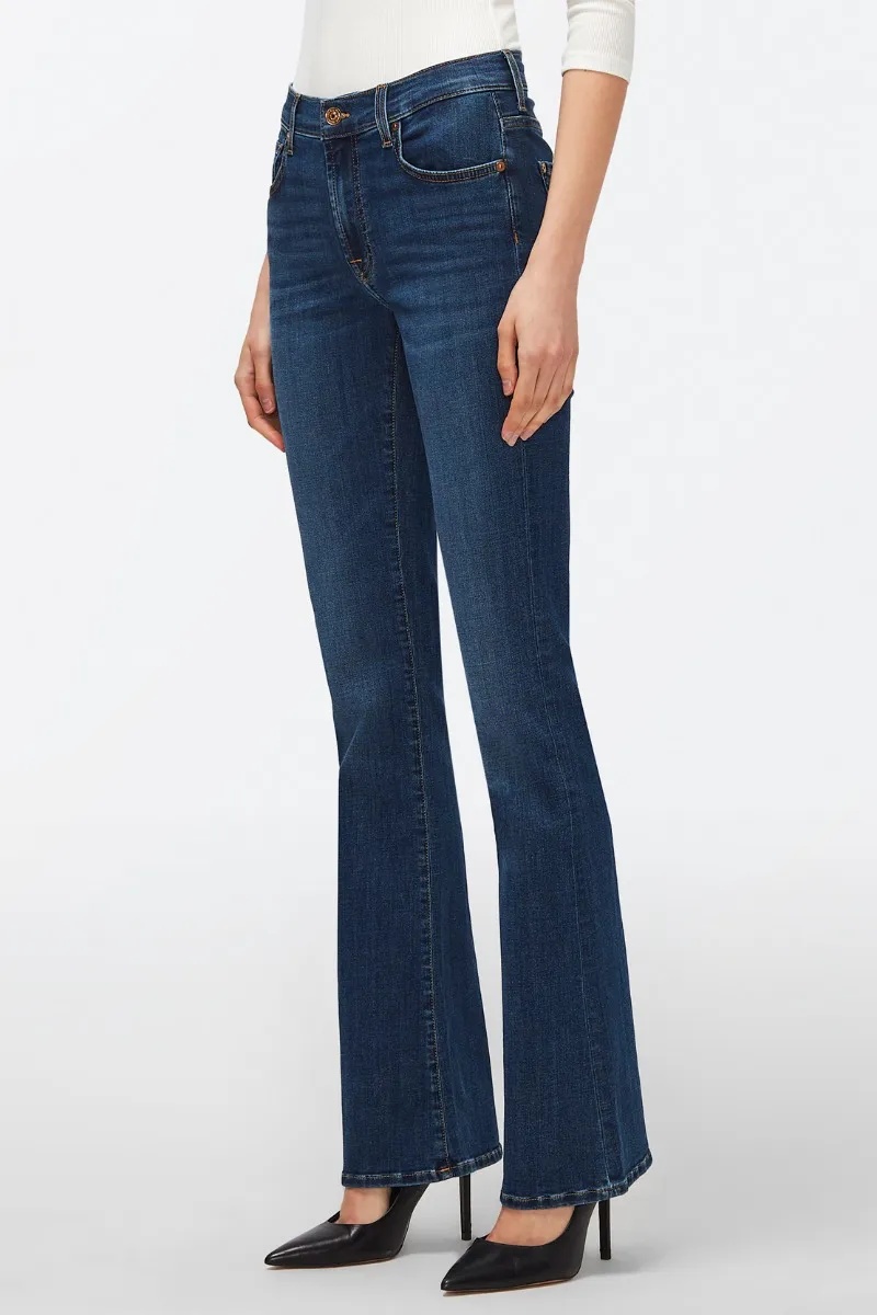 7 For All Mankind High Waisted Slim Kick With Studs Jeans In Juke Box In Blue