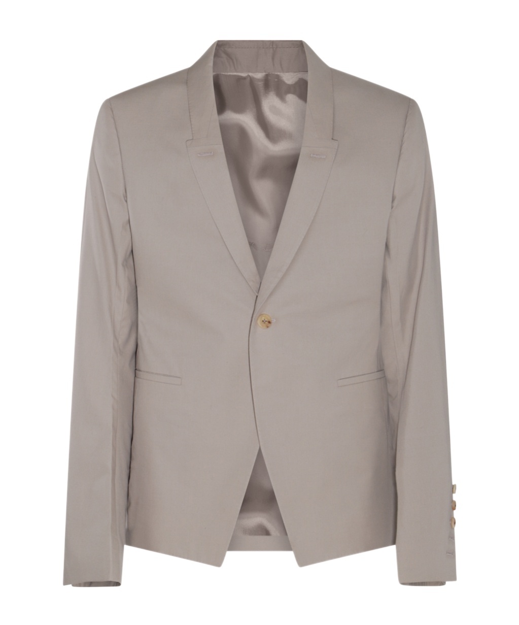 Rick Owens Single-breasted Poplin Blazer In Gray