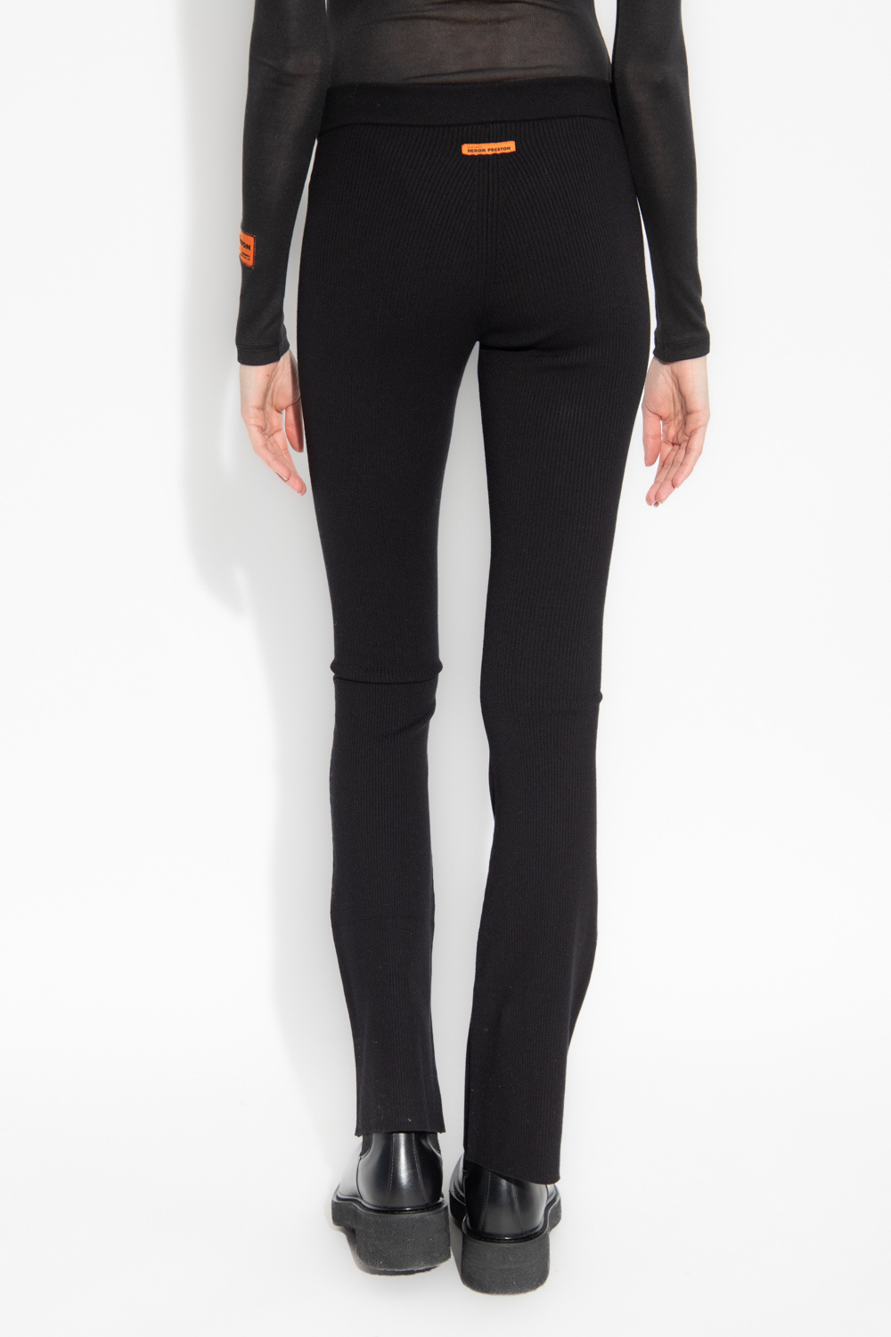 Shop Heron Preston Flared Knitted Trousers In Black