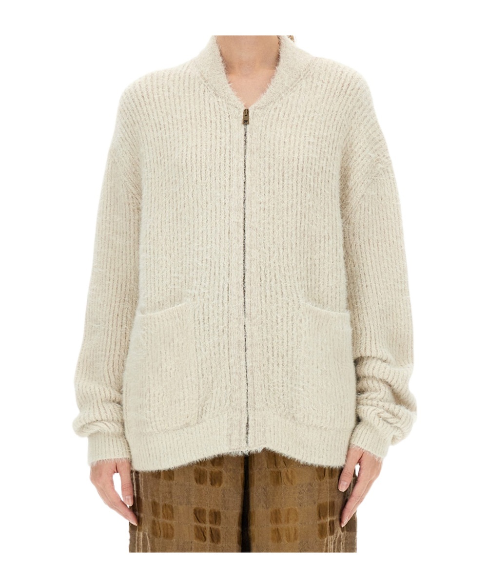 Uma Wang Long-sleeved Knitted Cardigan In White
