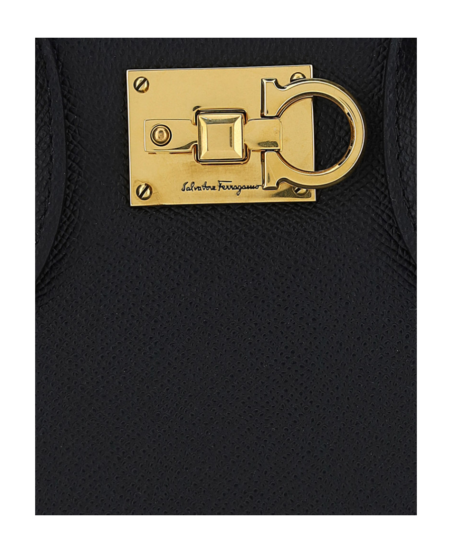 Ferragamo Studio Box Leather Shoulder Bag In Black