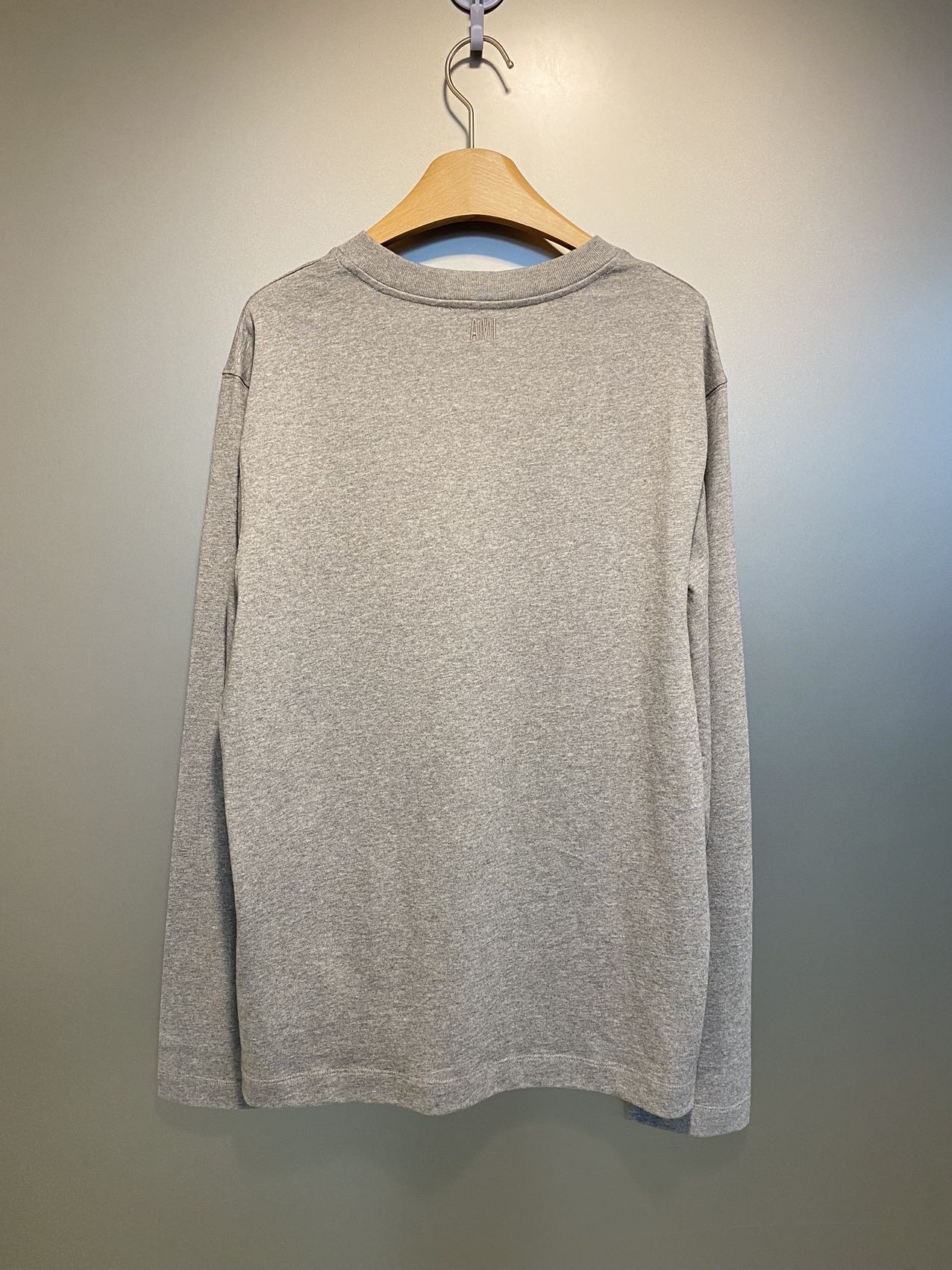 Ami Alexandre Mattiussi Round Collar And Long-sleeved T-shirt In Gray