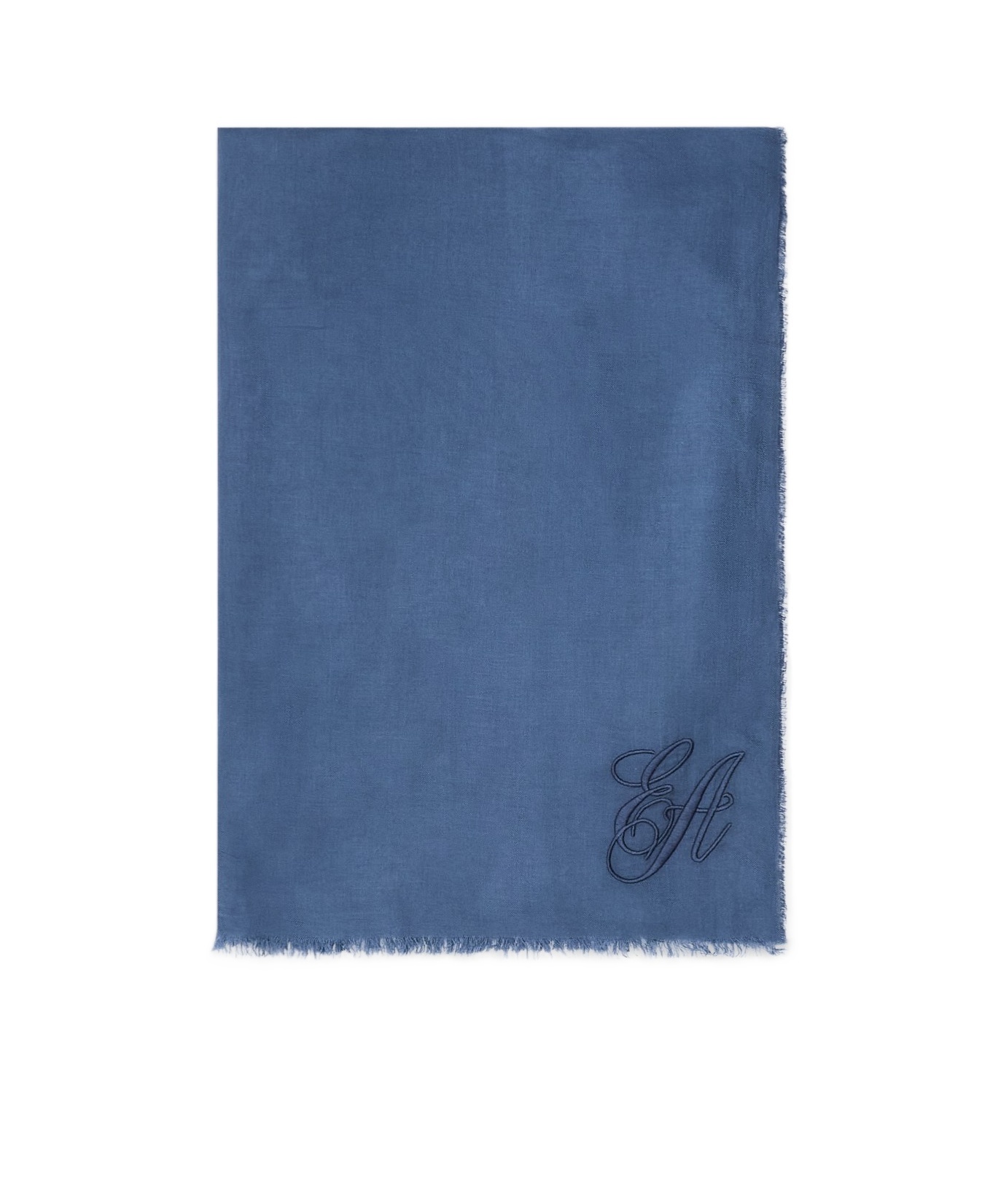 Emporio Armani Oversized Modal Stole With Ea Signature Embroidery In Blue